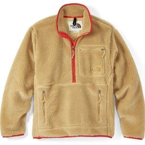 The North Face Camel Fleece Jacket with Red Trim